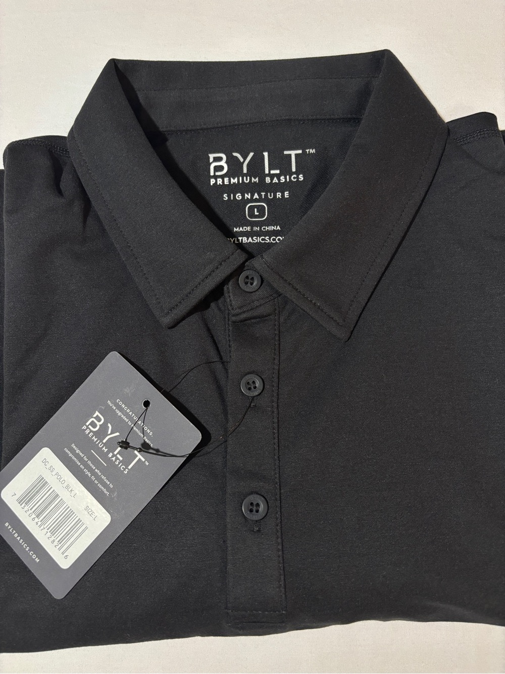 NWT BYLT Premium Basics Black Short Sleeve Polo Shirt Size Medium